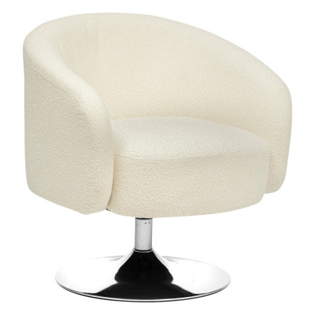 Fauteuil pivotant à bouclette "Edith" - Blanc - L 65 x P 66 x H 73 cm