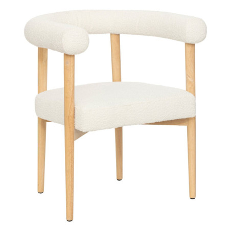 Fauteuil de table à bouclette "Aria" - Blanc - L 64,5 x P 55 x H 74 cm