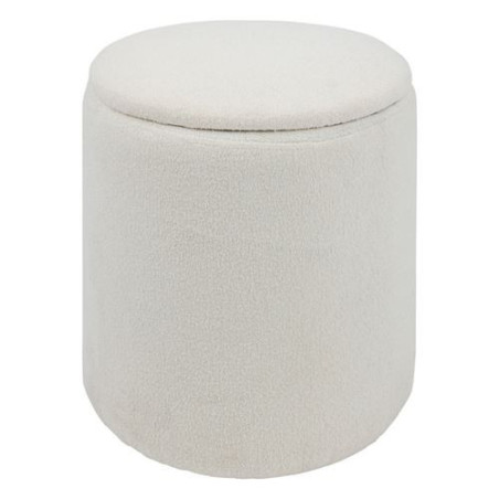 Pouf coffre à bouclette "Kaydi" - Blanc -D 35 x H 37 cm