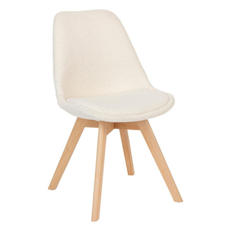 Chaise à bouclette "Baya" - Blanc - L 48,5 x P 56 x H 82 cm