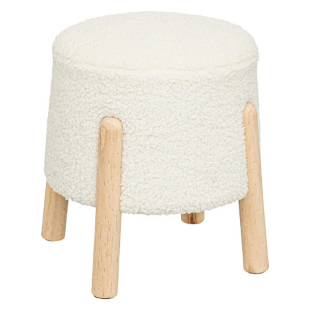 Tabouret d'appoint à bouclette "Inuit" - Blanc - L 41 x P 35 x H 41 cm