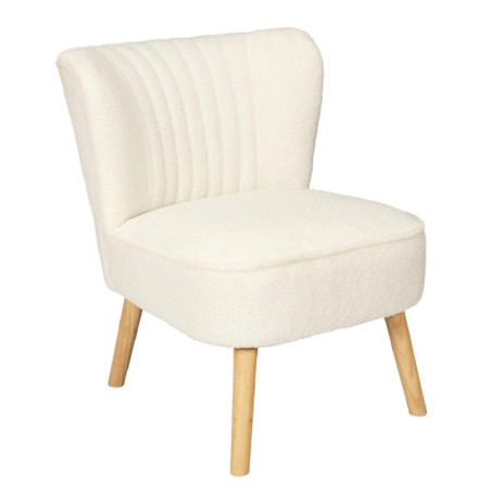 Fauteuil à bouclette "Erika" - Blanc - L 70 x H 72 x P 59 cm