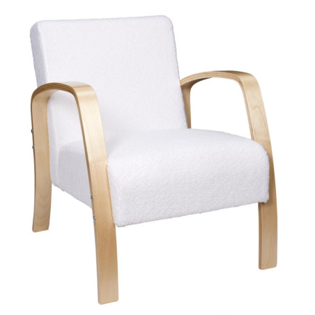 Fauteuil à bouclette "Hella" - Blanc - L 80 x H 75 x P 61 cm