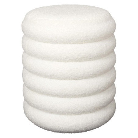 Pouf rangement à bouclette "Freya" - Blanc - D 37 x H 43,5 cm