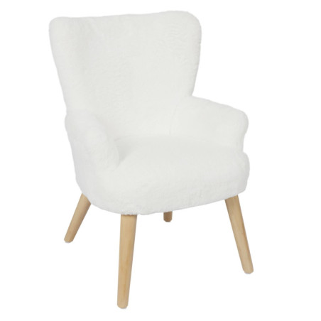 Fauteuil enfant imitation fourrure "Helsinki" - Blanc - L 45 x H 63 x P 50 cm