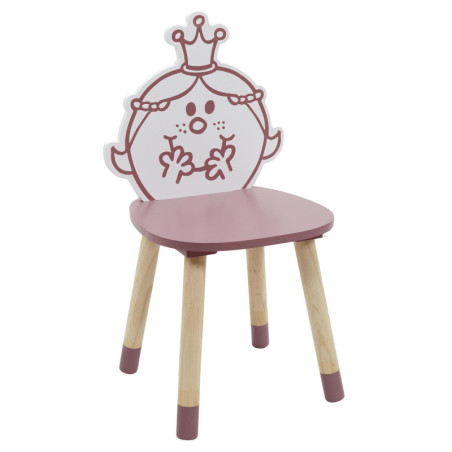 Chaise pour enfant "Monsieur Madame" - Madame Princesse - Rose/Blanc - L 28 x H 57,5 x P 28 cm