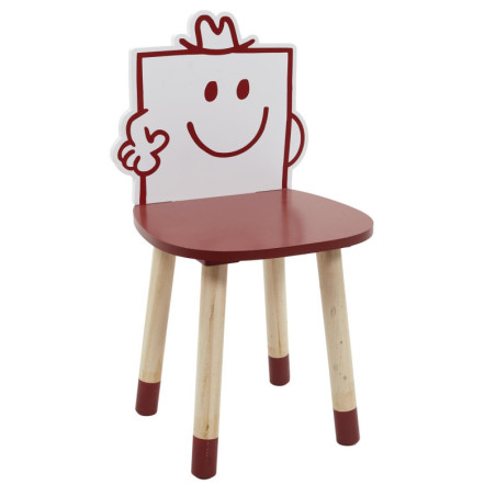 Chaise pour enfant "Monsieur Madame" - Monsieur Costaud - Rouge/Blanc - L 28 x H 53,5 x P 28 cm