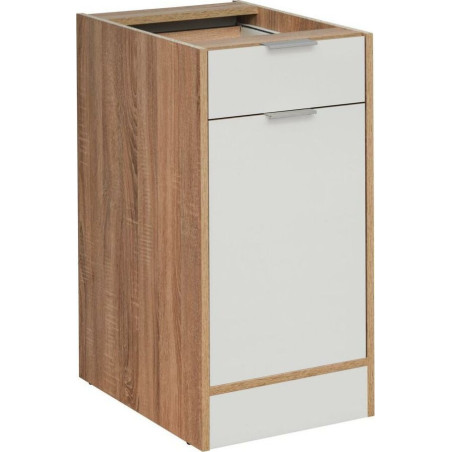 Meuble bas de cuisine avec tiroir "Vanessa" - Beige/Blanc - L 40 x H 81 cm