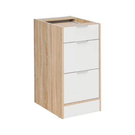 Meuble bas de cuisine avec 3 tiroirs "Vanessa" - Beige/Blanc - L 40 x H 81 cm