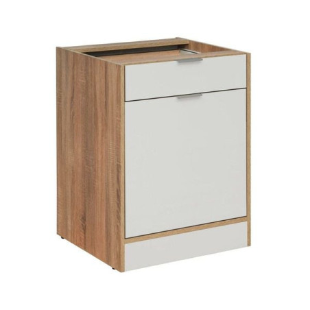 Meuble bas de cuisine avec tiroir "Vanessa" - Beige/Blanc - L 60 x H 81 cm