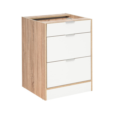 Meuble bas de cuisine avec 3 tiroirs "Vanessa" - Beige/Blanc - L 60 x H 81 cm