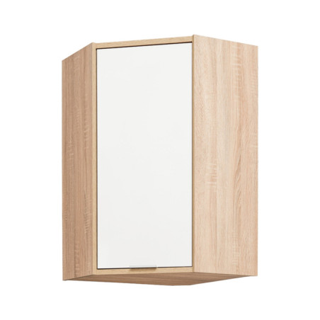 Meuble d'angle haut de cuisine "Vanessa" - Blanc/Beige - L 60 x H 72 x P 60 cm