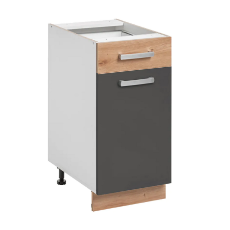 Meuble bas de cuisine "Ava" - Gris graphite/Beige - L 40 x H 81 x P 56 cm