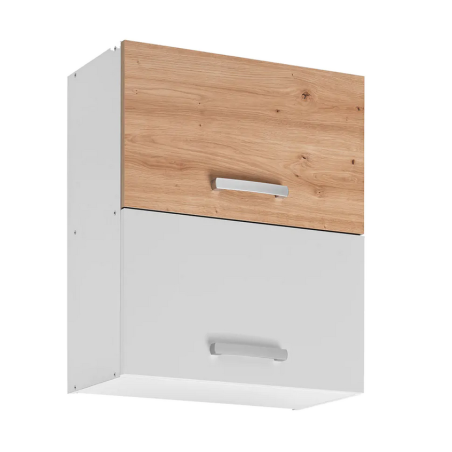 Double placard haut de cuisine "Ava" - Blanc/Beige - L 60 x H 72 x P 30 cm