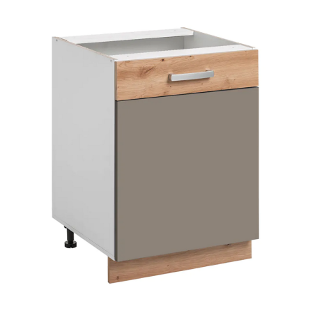 Placard bas de cuisine "Ava" - Taupe/Beige - L 60 x H 81 x 56 cm