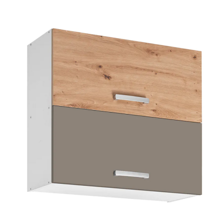 Double placard haut de cuisine "Ava" - Taupe/Beige - L 80 x H 72 x P 30 cm