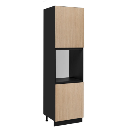 Colonne de cuisine "Roma" - Noir/Beige - L 60 x H 210 x P 56,2 cm