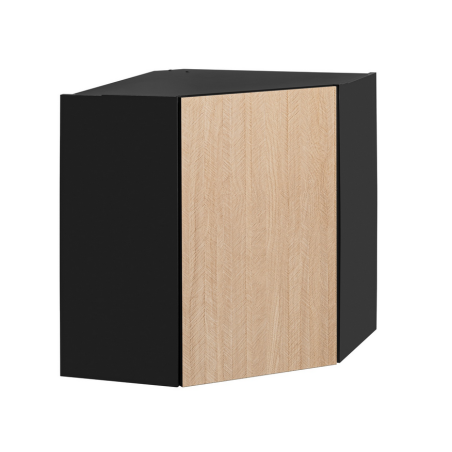 Placard d'angle haut de cuisine "Roma" - Noir/Beige - L 60 x H 72 x P 60 cm