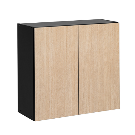 Double placard haut de cuisine "Roma" - Noir/Beige - L 80 X H 72 x P 30 cm