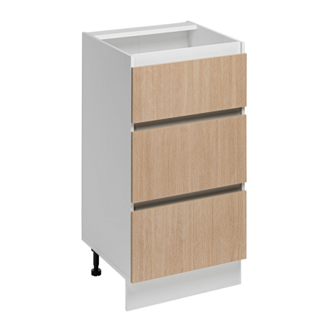 Meuble bas de cuisine avec 3 tiroirs "Roma" - Blanc/Beige - L 40 x H 81 x P 45 cm