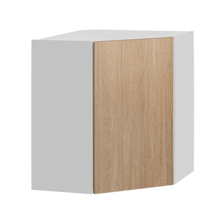 Placard d'angle haut de cuisine "Roma" - Blanc/Beige - L 60 x H 72 x P 60 cm