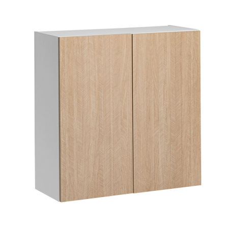 Double placard haut de cuisine "Roma" - Blanc/Beige - L 80 X H 72 x P 30 cm