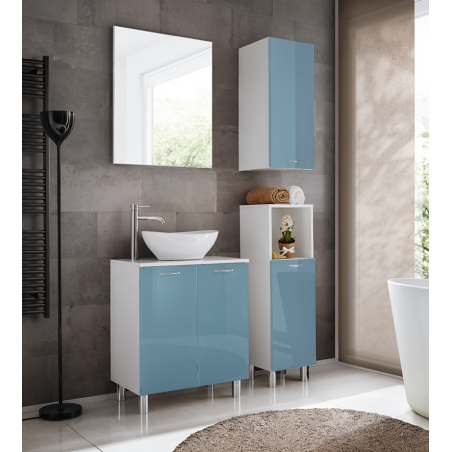 Ensemble de meuble de salle de bain "Nika" - Turquoise/Blanc - L 90 x H 200 x P 37,5 cm