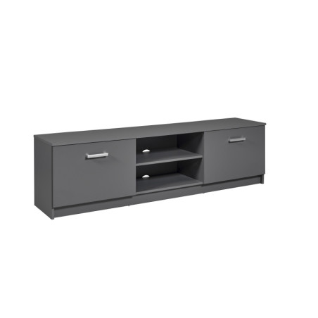 Commode TV - Gris graphite - 2 portes et 3 compartiments - Design moderne et fonctionnel