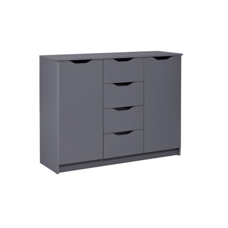 Commode de rangement "Silenzia" - Gris graphite - L 122 x l 40 x H 92 cm