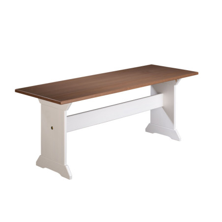 Banc campagnard "Westerland" - Marron/Blanc -  L 110 x l 37 x H 45 cm