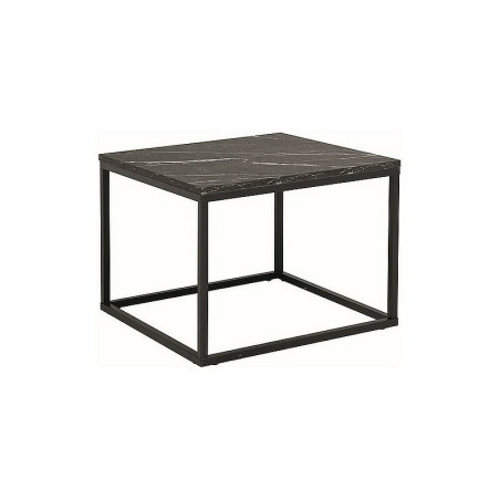 Table basse effet marbre "Rossi B" - Noir - l 60 x L 60 cm