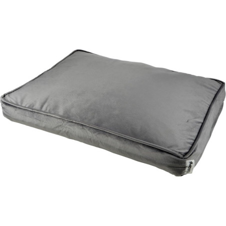 Coussin déhoussable rectangle pour animaux en velours - Gris - L 100 x P 80 x H 12 cm