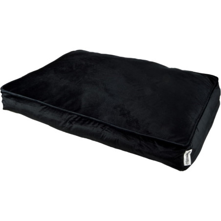 Coussin déhoussable rectangle pour animaux en velours - Noir - L 100 x P 80 x H 12 cm