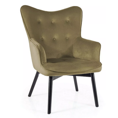 Fauteuil en velours "Carmen" - Velvet - Vert Olive - l 72 x H 99 cm