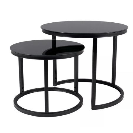 Set de 2 tables basses rondes "Atlanta D II" - Noir - D 53 x H 45 cm