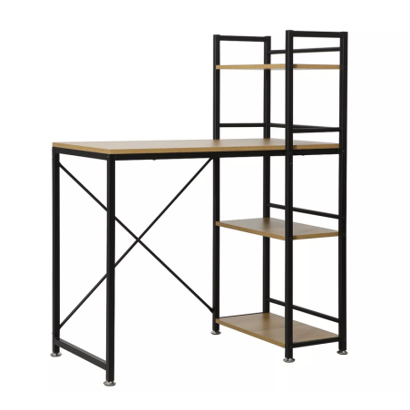 Bureau avec étagère "B-036" - Marron/Noir - L 90 x H 76 cm