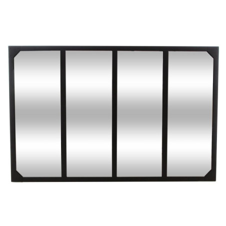 Miroir rectangulaire en métal "Lola" - Noir - L 116 x H 76 cm