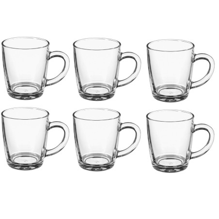 Lot de 6 tasses en verre - Mugs Transparents 34 cl | Entièrement en verre