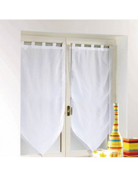 Paire voile pompon passants - 60 x 120 cm - Blanc