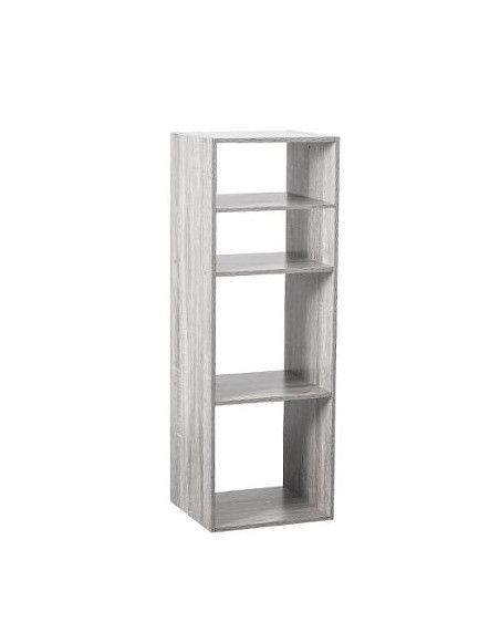 Etagère 2 grandes et 2 petites cases - L 34,4 x P 32 x H 100,5 cm - Bois - Gris