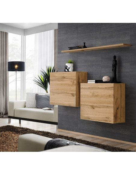 Commode - Switch SB I - 2 vitrines carrées - 1 étagère - Bois