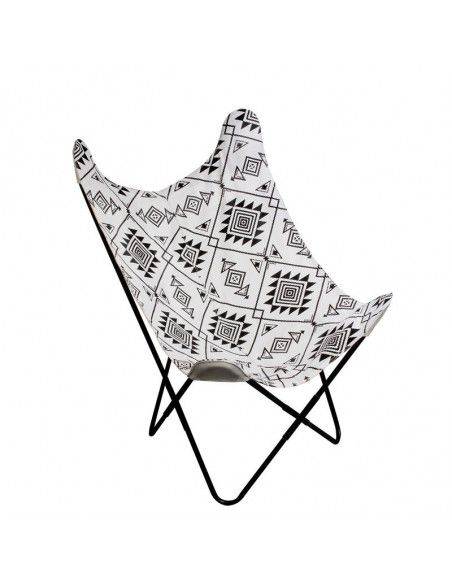 Fauteuil papillon - Design ethnique - Noir et blanc