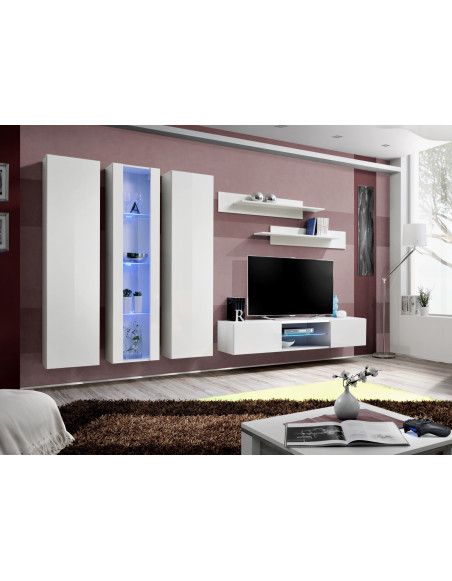 Ensemble TV mural - FLY P4 - 310 x 40 x 190 cm - Blanc