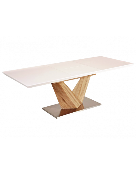 Table extensible 10 personnes - Alaras - 140-200 x 85 x 75 cm - Blanc laqué