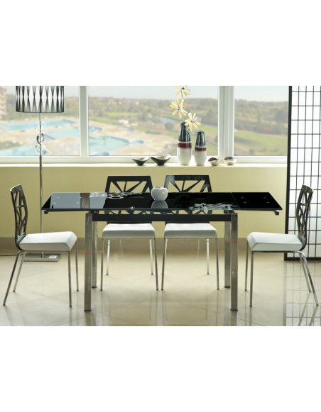 Table extensible 8 personnes - GD017 - 110-170 x 74 x 75 cm - Noir