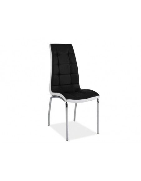 Chaise en cuir PU - H104 - 43 x 43 x 96 cm - Noir et blanc