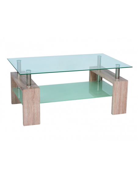 Table basse double niveau - Lisa II - 110 x 60 x 55 cm - Couleur chêne sonoma