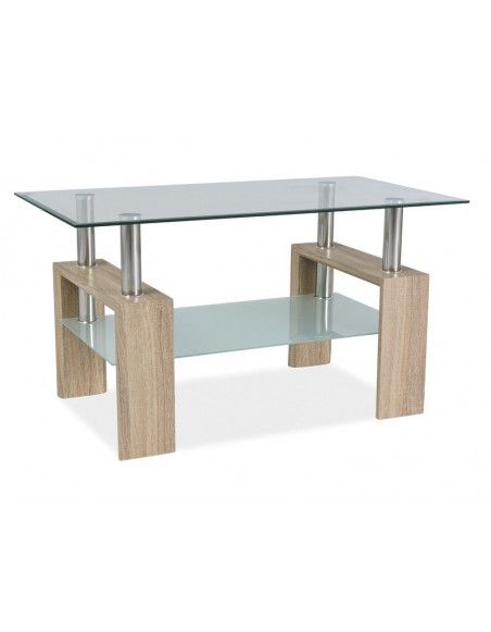 Table basse double niveau - Lisa III - 110 x 60 x 60 cm - Couleur chêne sonoma