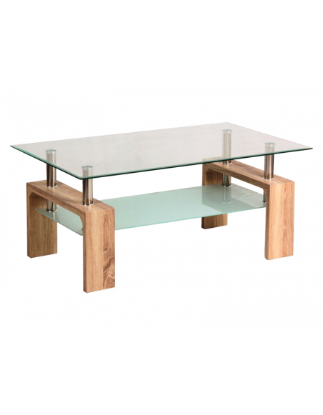 Table basse double niveau - Lisa Basic - 100 x 60 x 45 cm - Couleur chêne sonoma