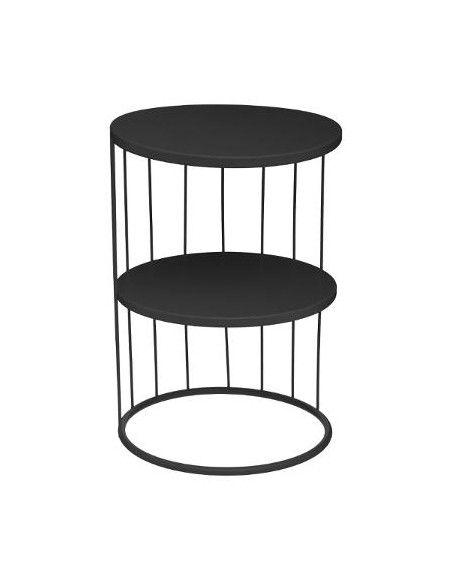 Table d'appoint double niveau - Kobu - D 36 x H 52 cm - Noir